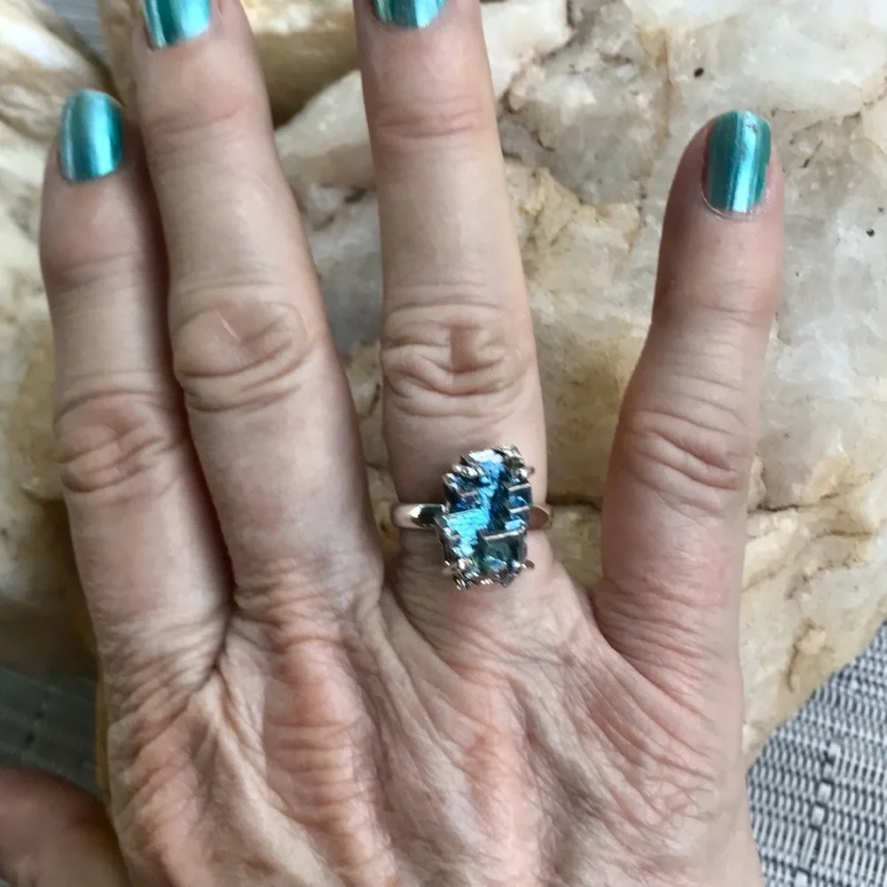 BISMUTH CRYSTAL 925 sterling silver ring size 7 - Picture 2 of 10